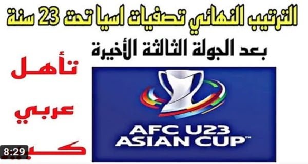 المنتخبات الاولمبية المتأهلة لكأس آسيا تحت 23 عام | ترتيب مجموعات تصفيات اسيا تحت 23 سنة نهاية الجولة الثالثة| المنتخبات المتأهلة كأس آسيا اوزبكستان2022